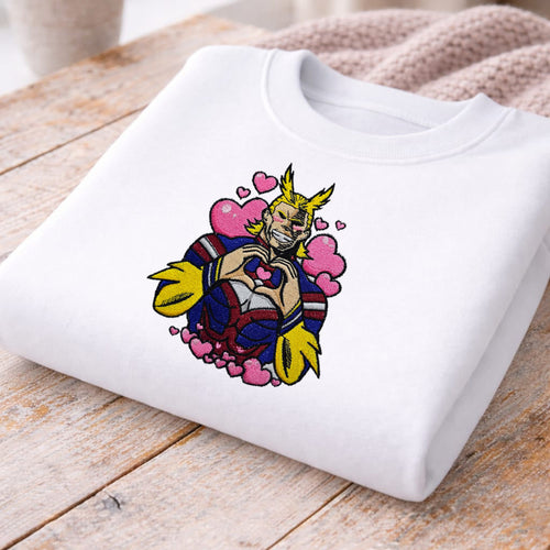 All Might Love Embroidery Design – My Hero Academia Cute Hero Design – Anime Machine Embroidery Design – Digital Download
