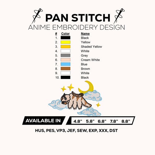 Appa Cloud Embroidery Design Avatar The Last Airbender Anime Machine Embroidery Design – Digital Download