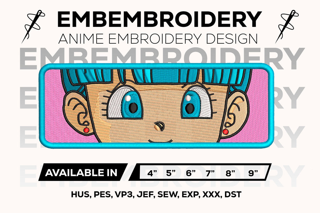 Bulma Face Eyes Embroidery Design – Dragon Ball Anime Machine Embroidery File Digital Download