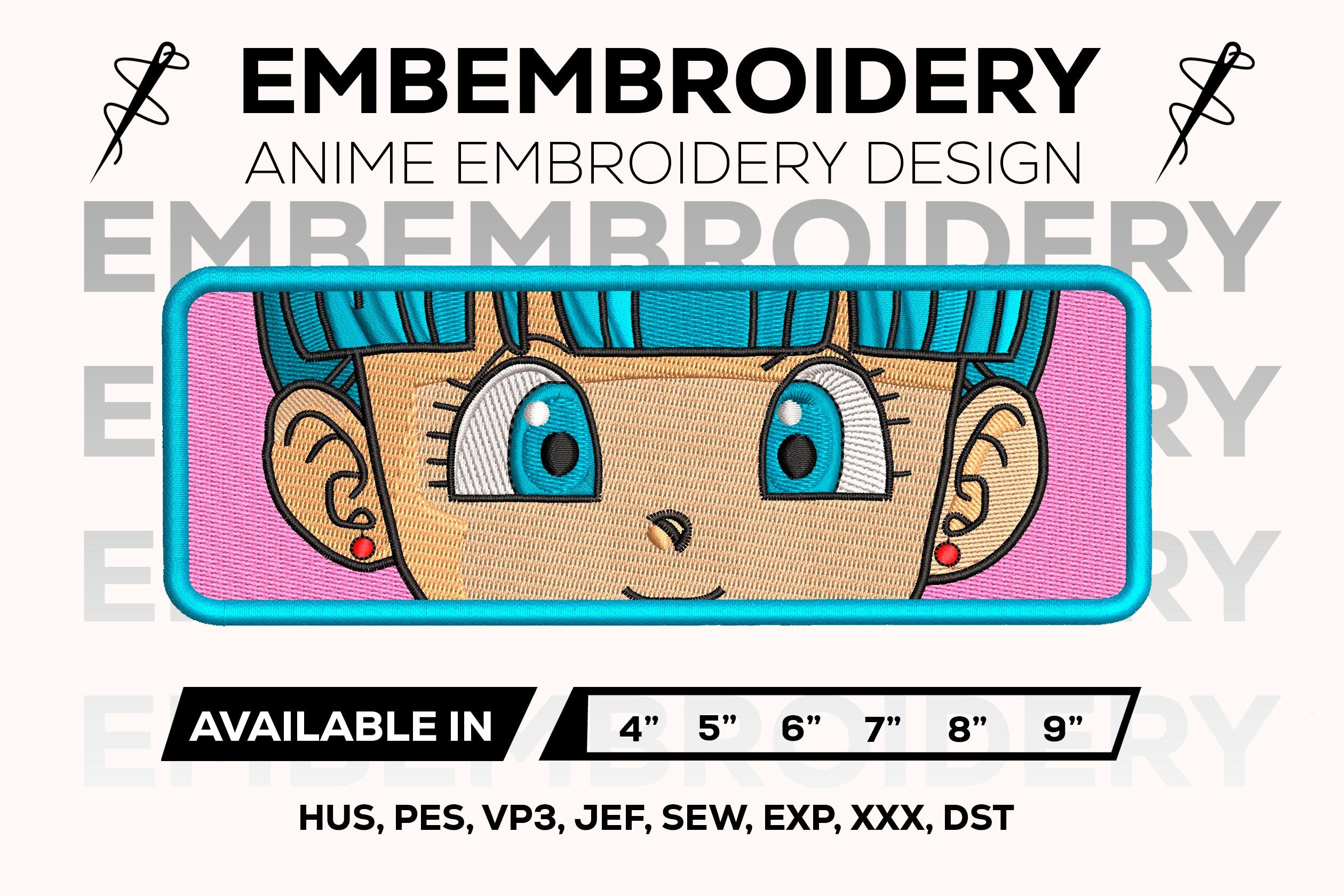 Bulma Face Eyes Embroidery Design – Dragon Ball Anime Machine Embroidery File Digital Download