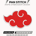 Akatsuki Cloud Embroidery Design – Naruto Anime Digital File for Embroidery Machine