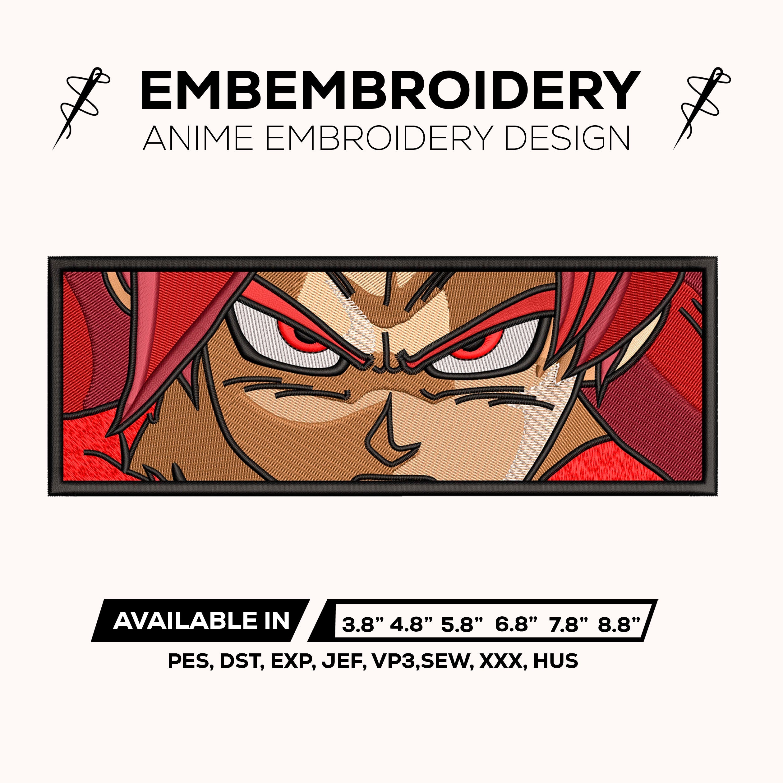 Goku Super saiyan 4 Face Eyes Embroidery Design – Dragon Ball Daima Super Saiyan Anime Machine Embroidery File