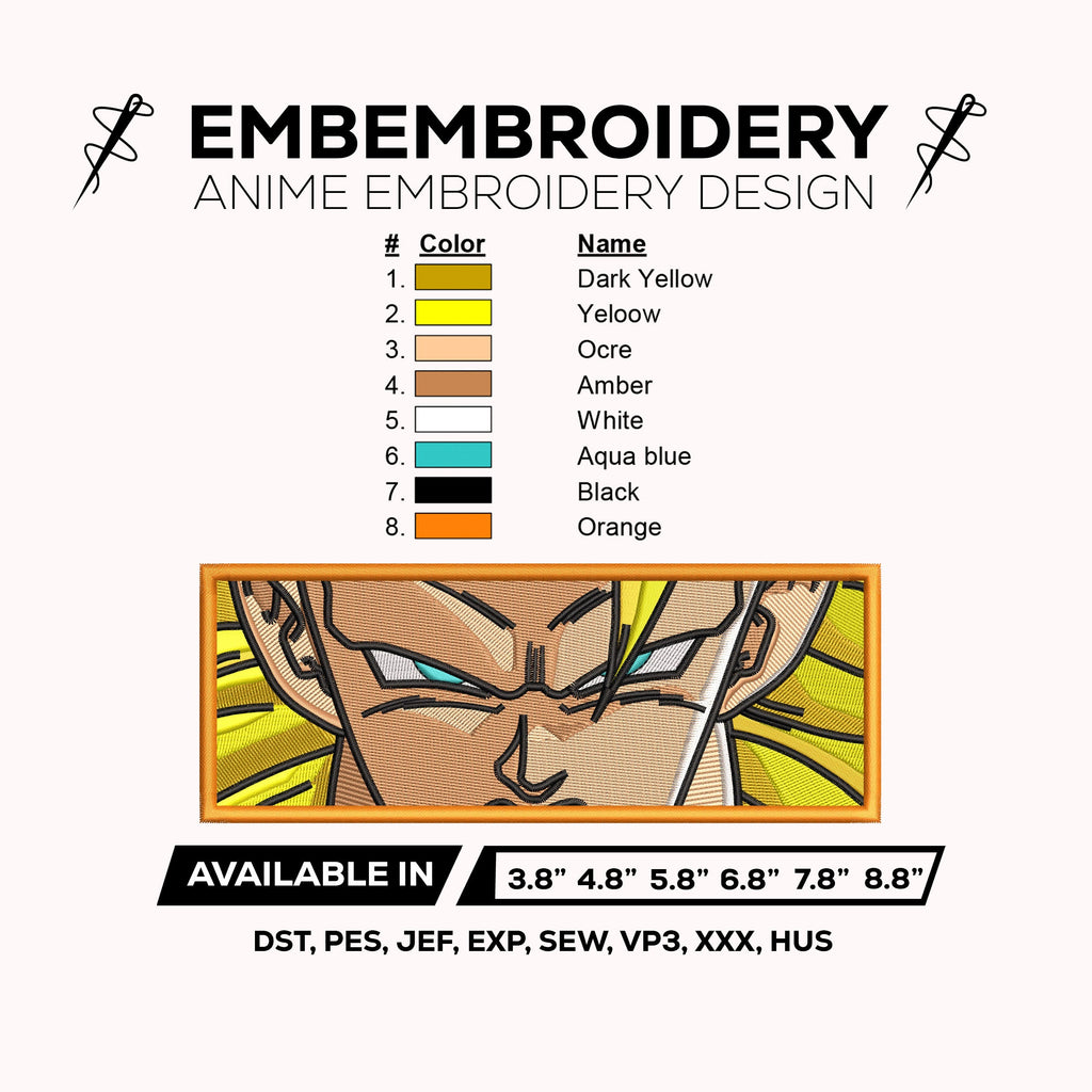 Goku Super Saiyan 3 Eyes Embroidery Design – Dragon Ball Z Machine Embroidery File