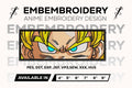 Goku SSJ Eyes Embroidery Design - Dragon Ball Daima Anime Embroidery Design - Super Saiyan Goku Eyes Digital File Machine Embroidery Pattern