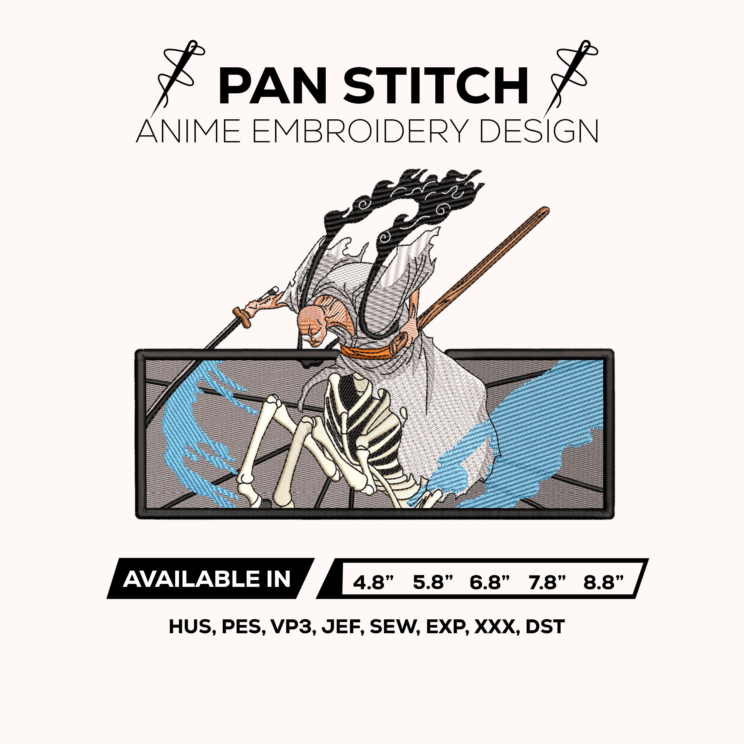 Nusjuro Gorosei One Piece Embroidery Design - Samurai Skeleton Elder Digital File - Anime One Piece Machine Embroidery Pattern