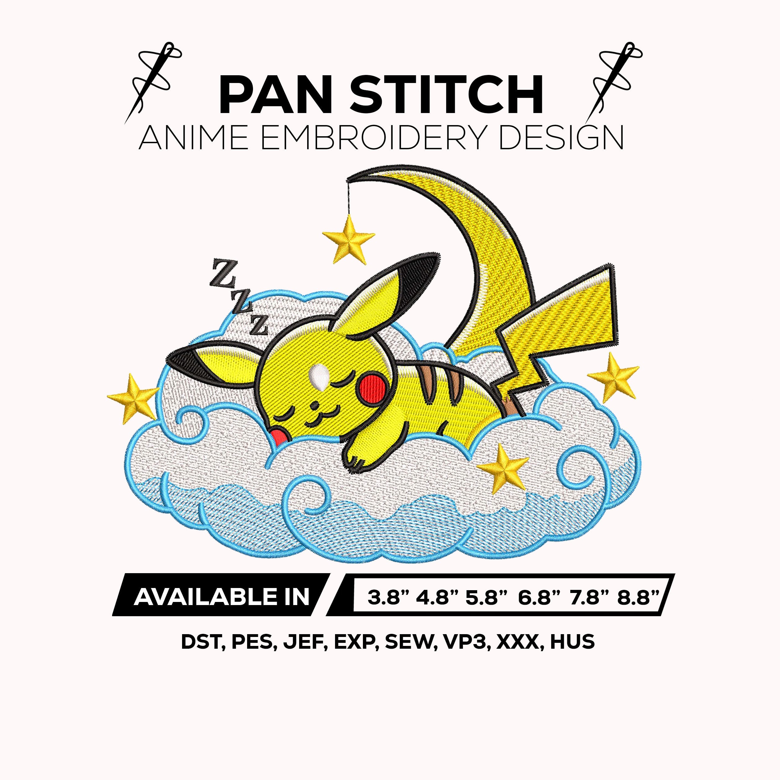 Pikachu Embroidery Design – pikachu Pokemon Anime Machine Embroidery Design – Digital Download