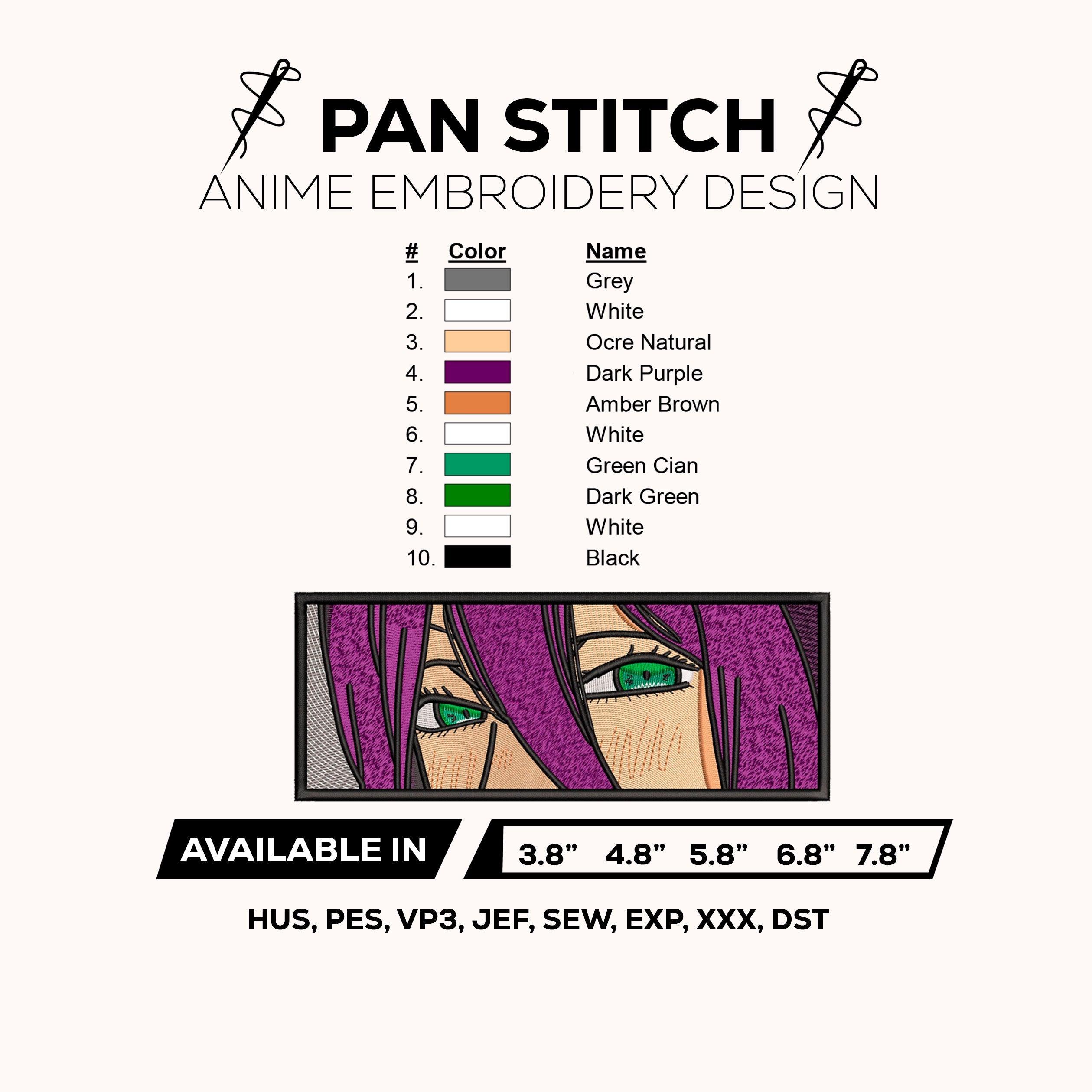 Reze Eyes Anime Embroidery Design Panel Instant Download Digital File PES DST JEF EXP VP3 XXX HUS SEW Machine Embroidery Pattern