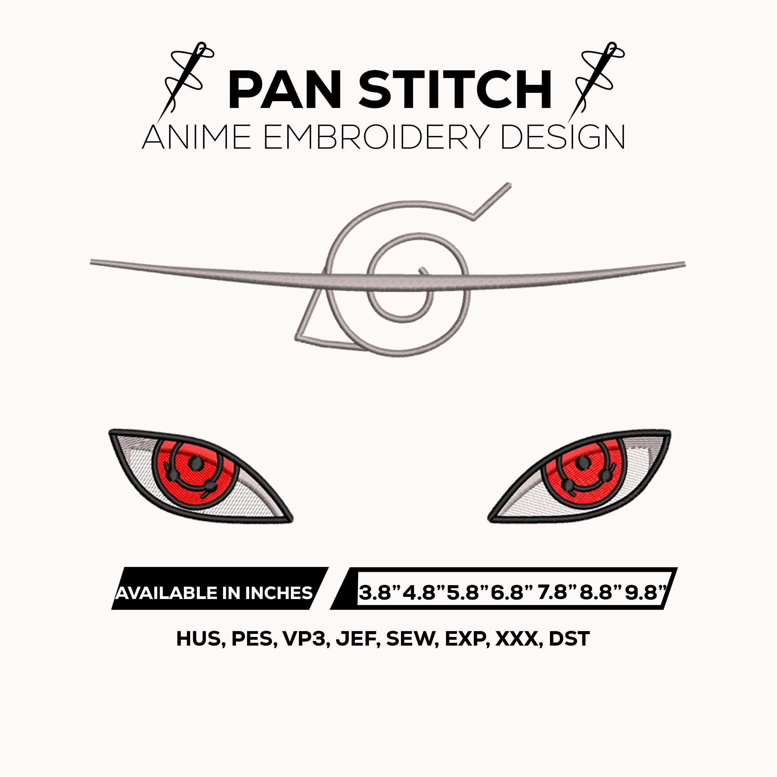 tachi Sharingan Eyes Embroidery Design – Naruto Anime Machine Embroidery File – Instant Download Digital File for Embroidery Uchiha Eyes