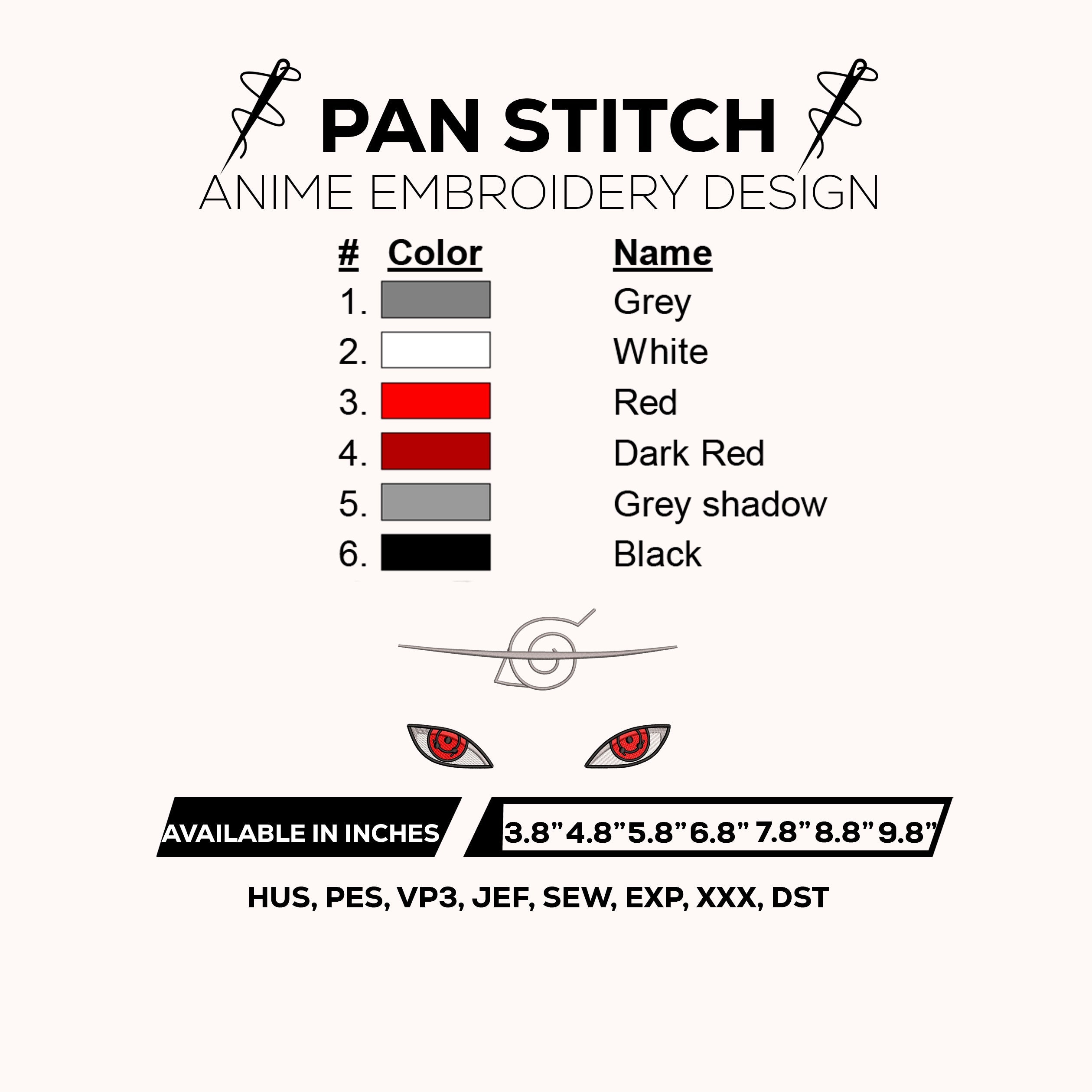 tachi Sharingan Eyes Embroidery Design – Naruto Anime Machine Embroidery File – Instant Download Digital File for Embroidery Uchiha Eyes