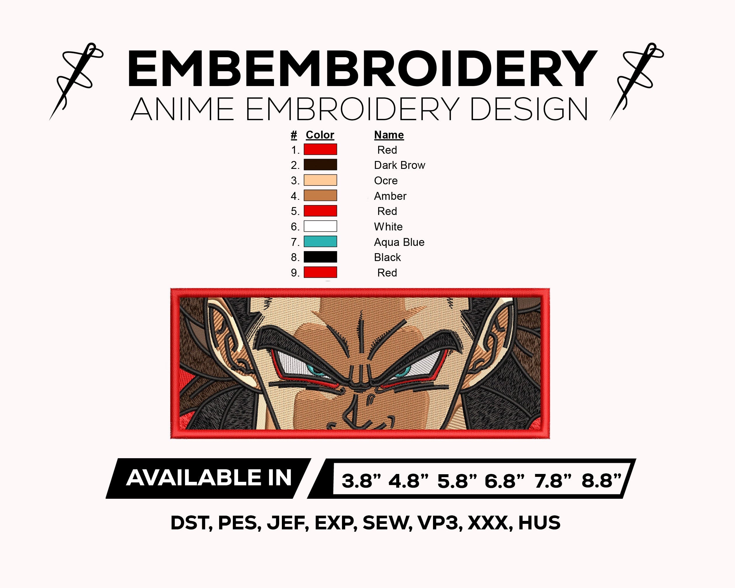 Vegeta Super Saiyan 4 Embroidery Design – Dragon Ball Z Anime Machine Embroidery File