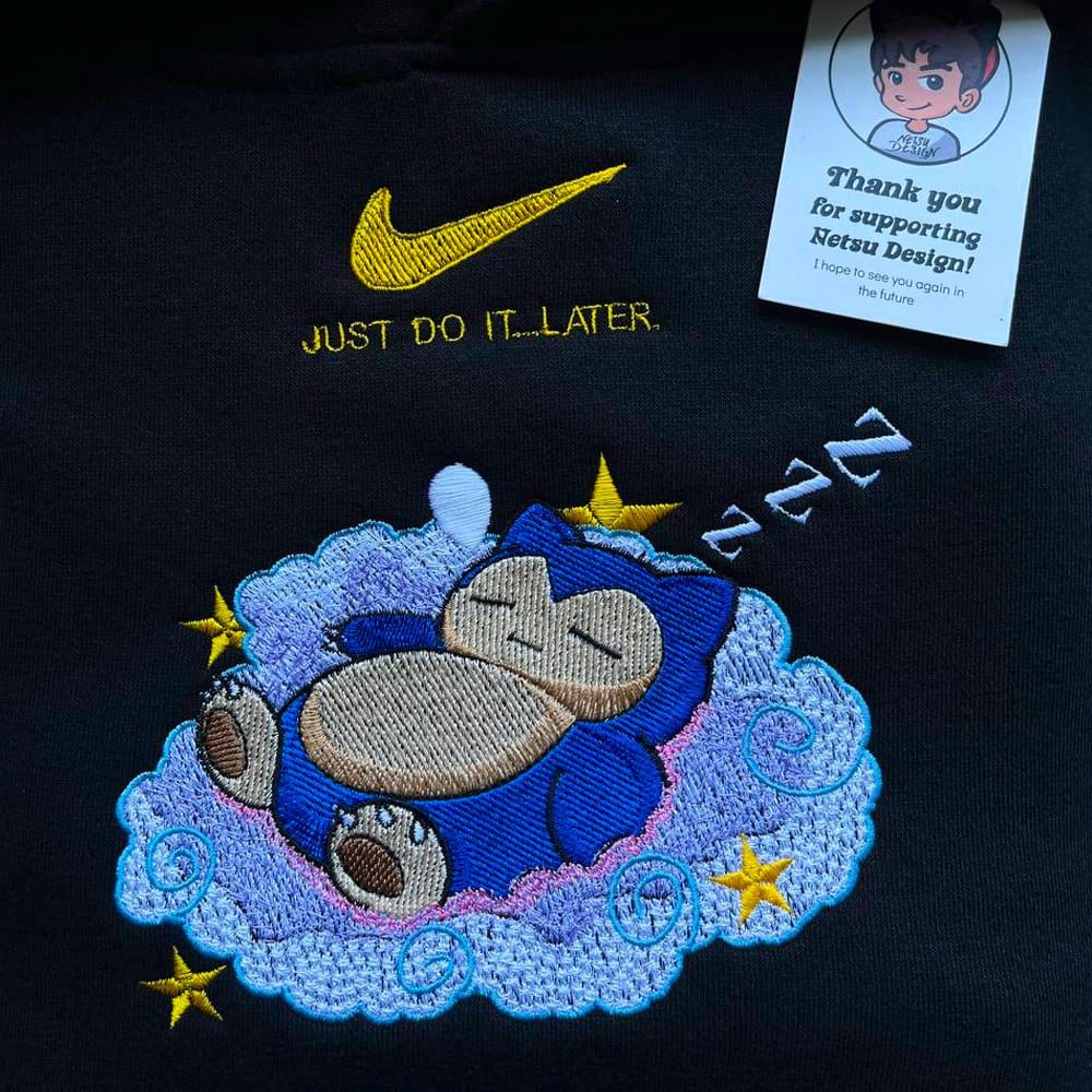pokemon snorlax embroidered hoodie