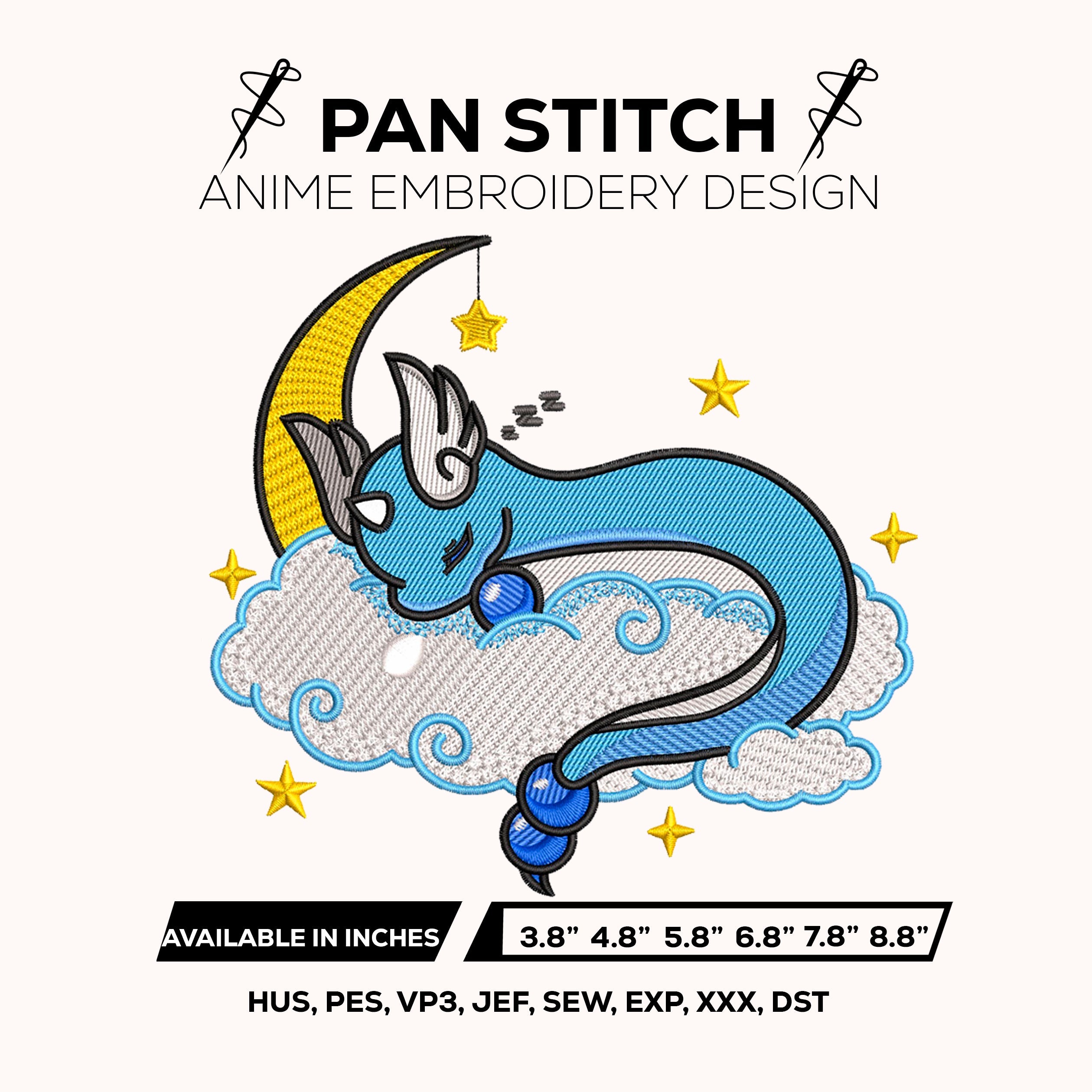 Dragonair Cloud Embroidery Design, Dragonair Pokemon Anime Machine Embroidery Design – Digital Download