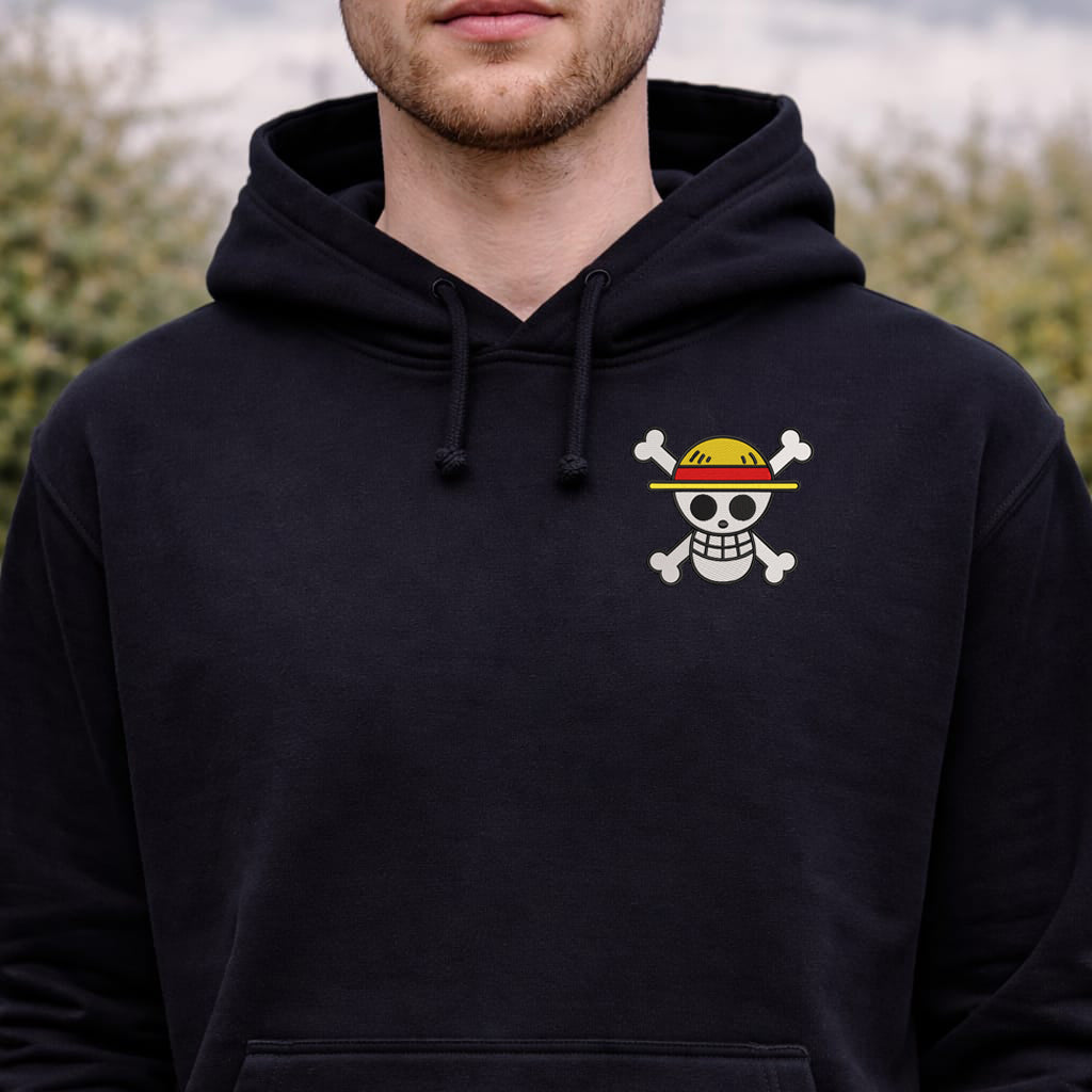 Luffy Pirate Flag Skull Emblem - One Piece Anime Embroidery Design - Digital File for Embroidery Machines - High Detail Stitch Pattern