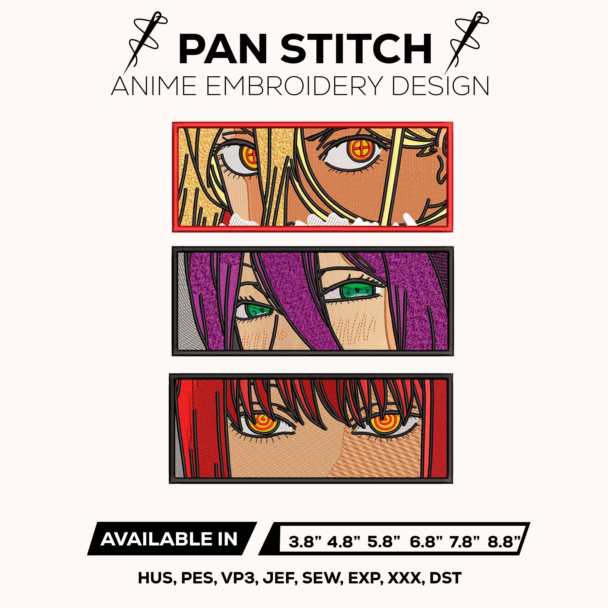 Reze Makima Power Eyes Embroidery Design Bundle – Chainsaw Man Anime Machine Embroidery Files Pack Instant Download