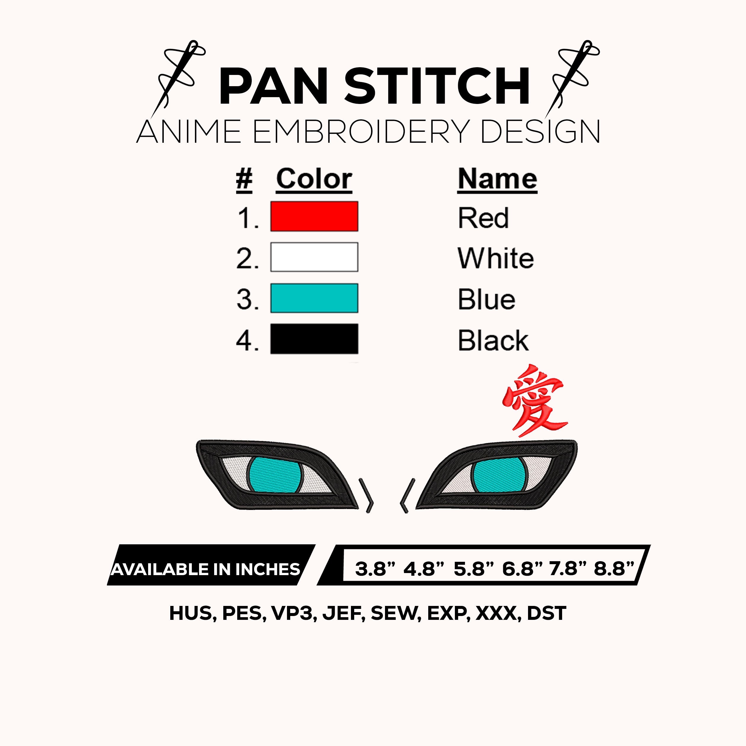 Gaara Eyes Embroidery Design with Love Kanji – Naruto Anime Machine Embroidery File Instant Download – Sabaku no Gaara Uchiha Eyes Embroidery File