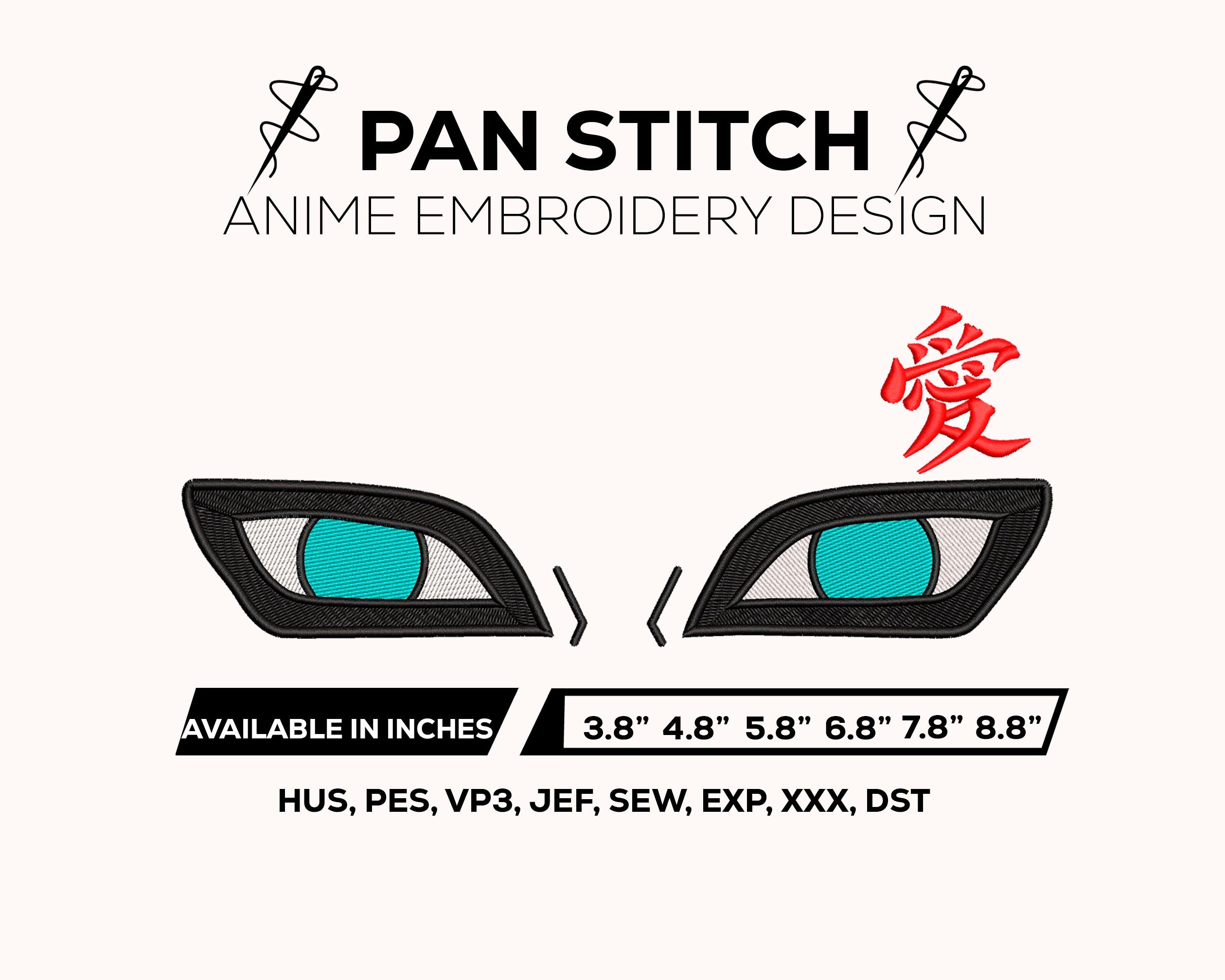 Gaara Eyes Embroidery Design with Love Kanji – Naruto Anime Machine Embroidery File Instant Download – Sabaku no Gaara Uchiha Eyes Embroidery File