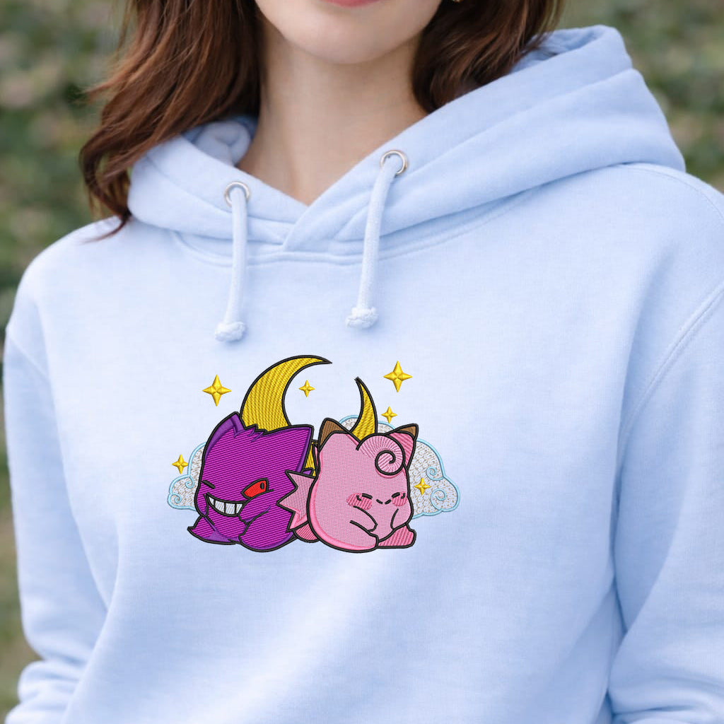 Gengar & Clefairy Cute Love Embroidery Design – Pokemon Anime Machine Embroidery Design – Digital Download
