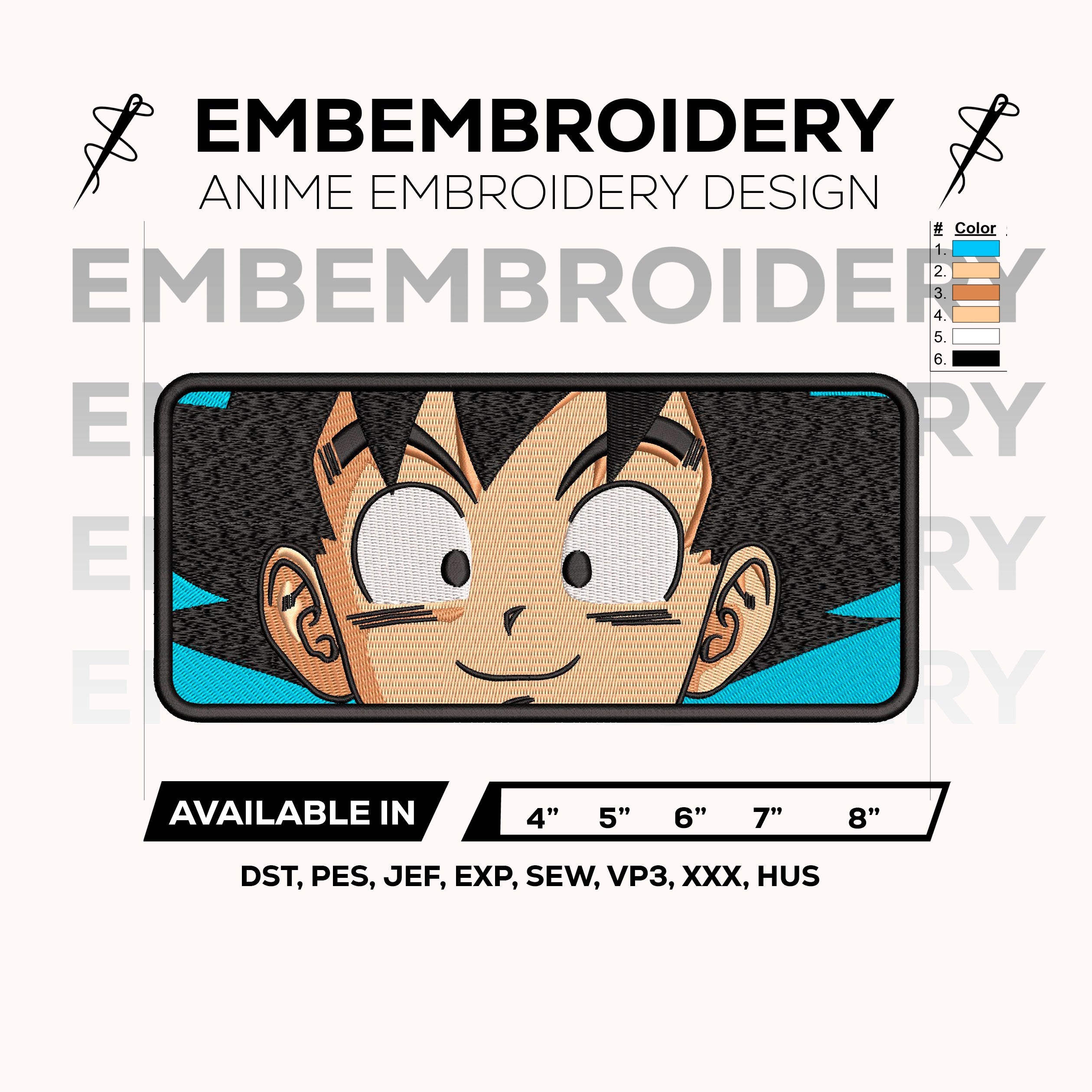 Kid Goku Face Embroidery Design - Goku Eyes Digital File Machine Embroidery Pattern - Dragon Ball Anime Embroidery Design