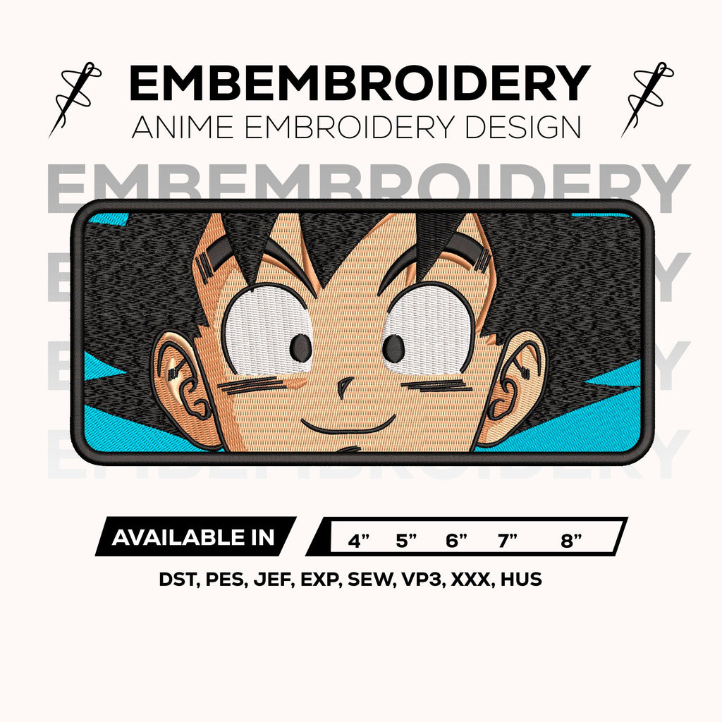 Kid Goku Face Embroidery Design - Goku Eyes Digital File Machine Embroidery Pattern - Dragon Ball Anime Embroidery Design