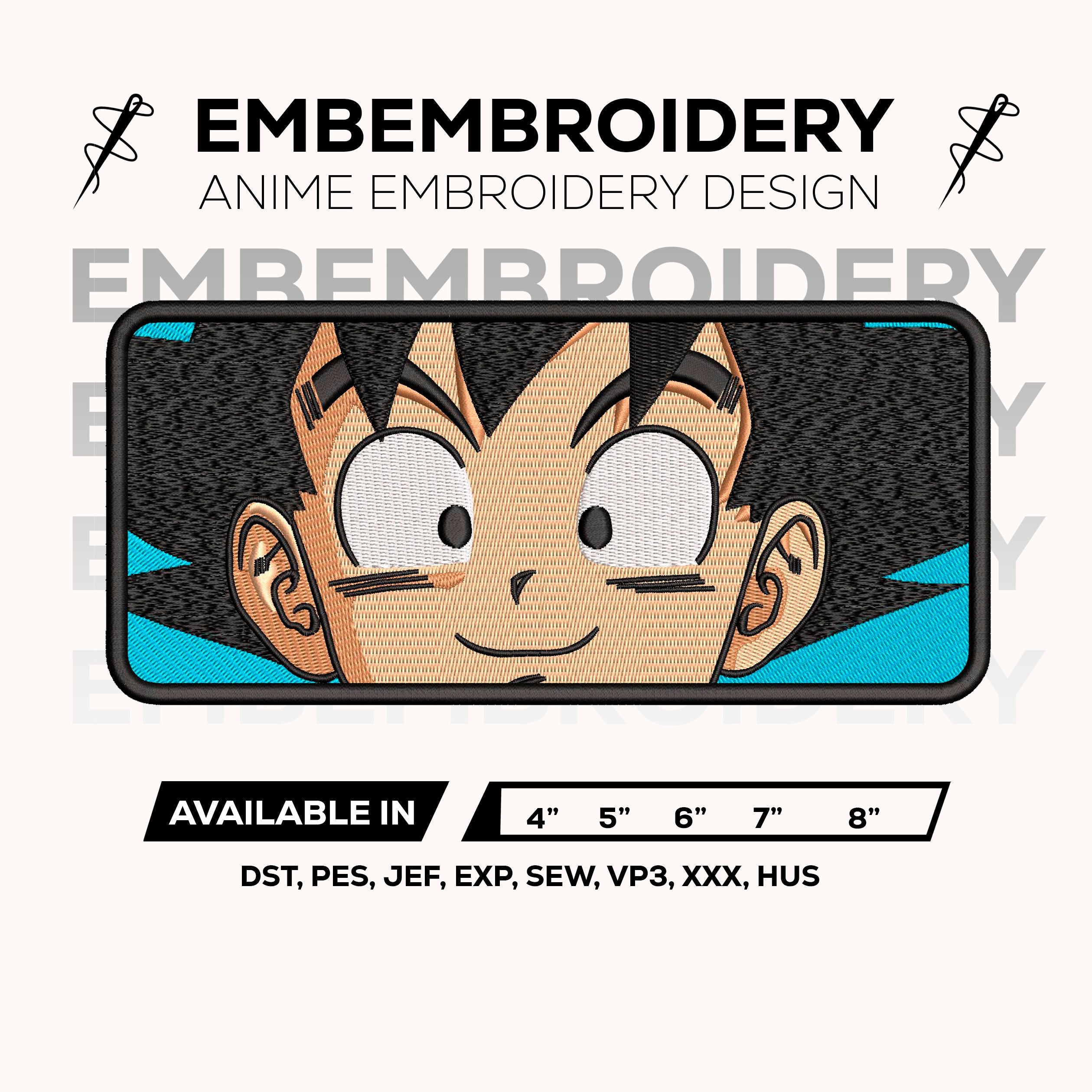 Kid Goku Face Embroidery Design - Goku Eyes Digital File Machine Embroidery Pattern - Dragon Ball Anime Embroidery Design