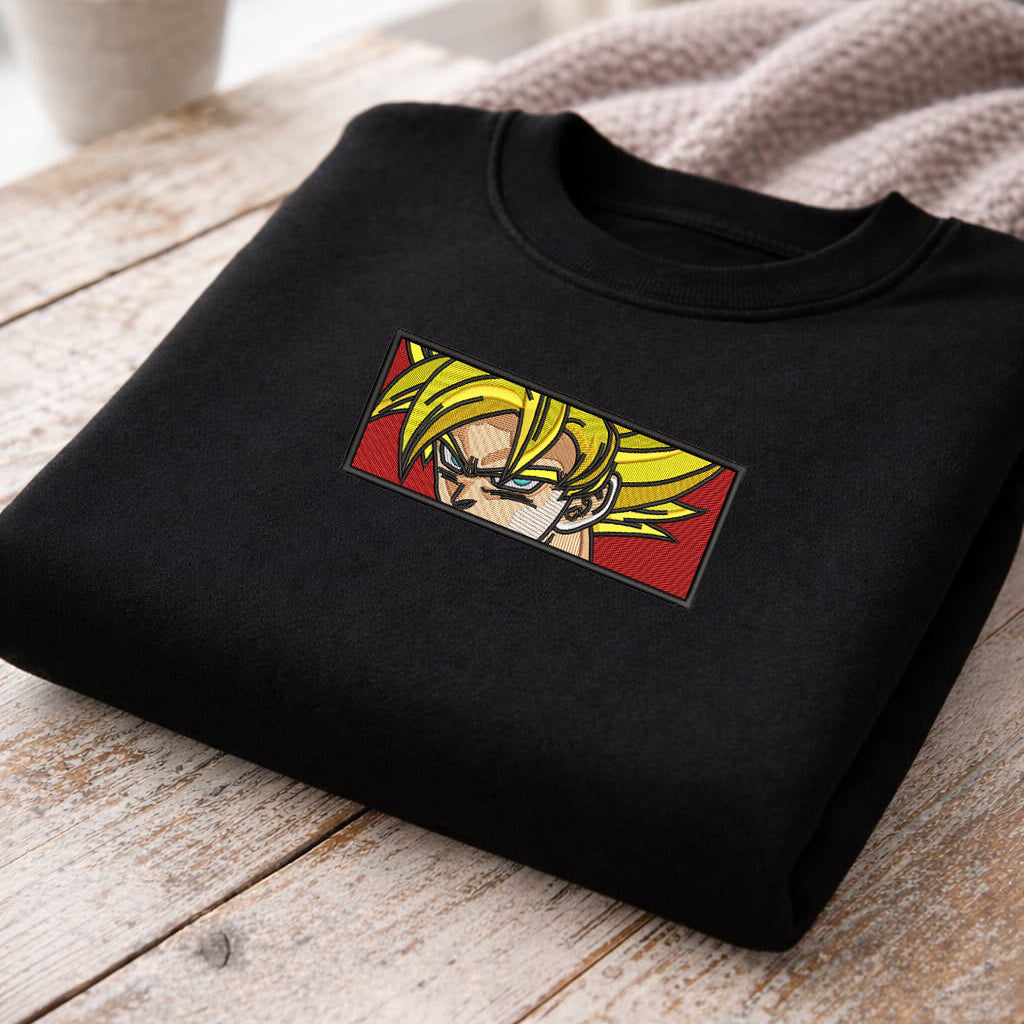 Goku SSJ Face Embroidery Design - Dragon Ball Z Anime Embroidery Design - Super Saiyan Eyes Digital File Machine Embroidery Pattern