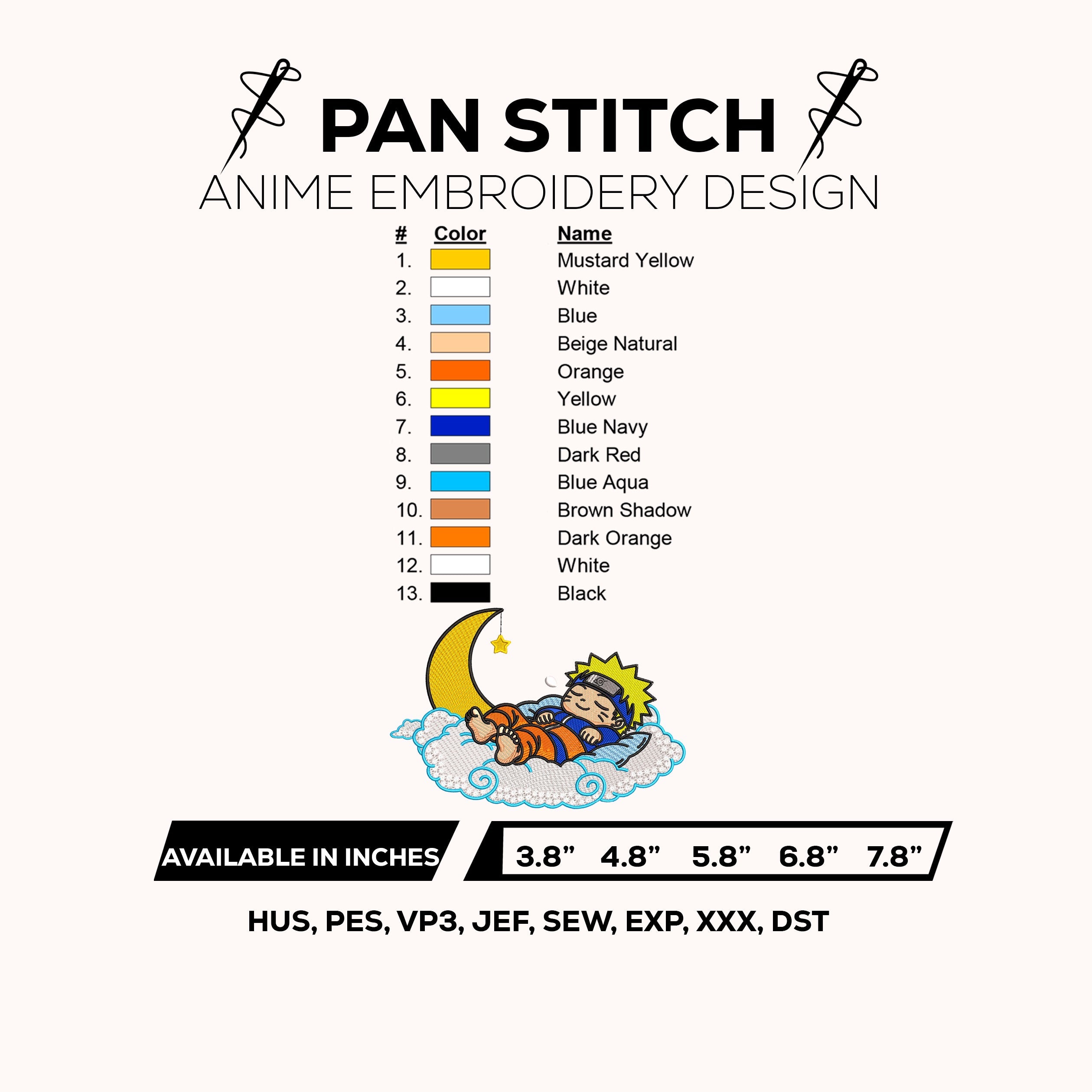 Naruto Sleeping Cloud Embroidery Design – Anime Naruto Machine Embroidery Design – Digital Download