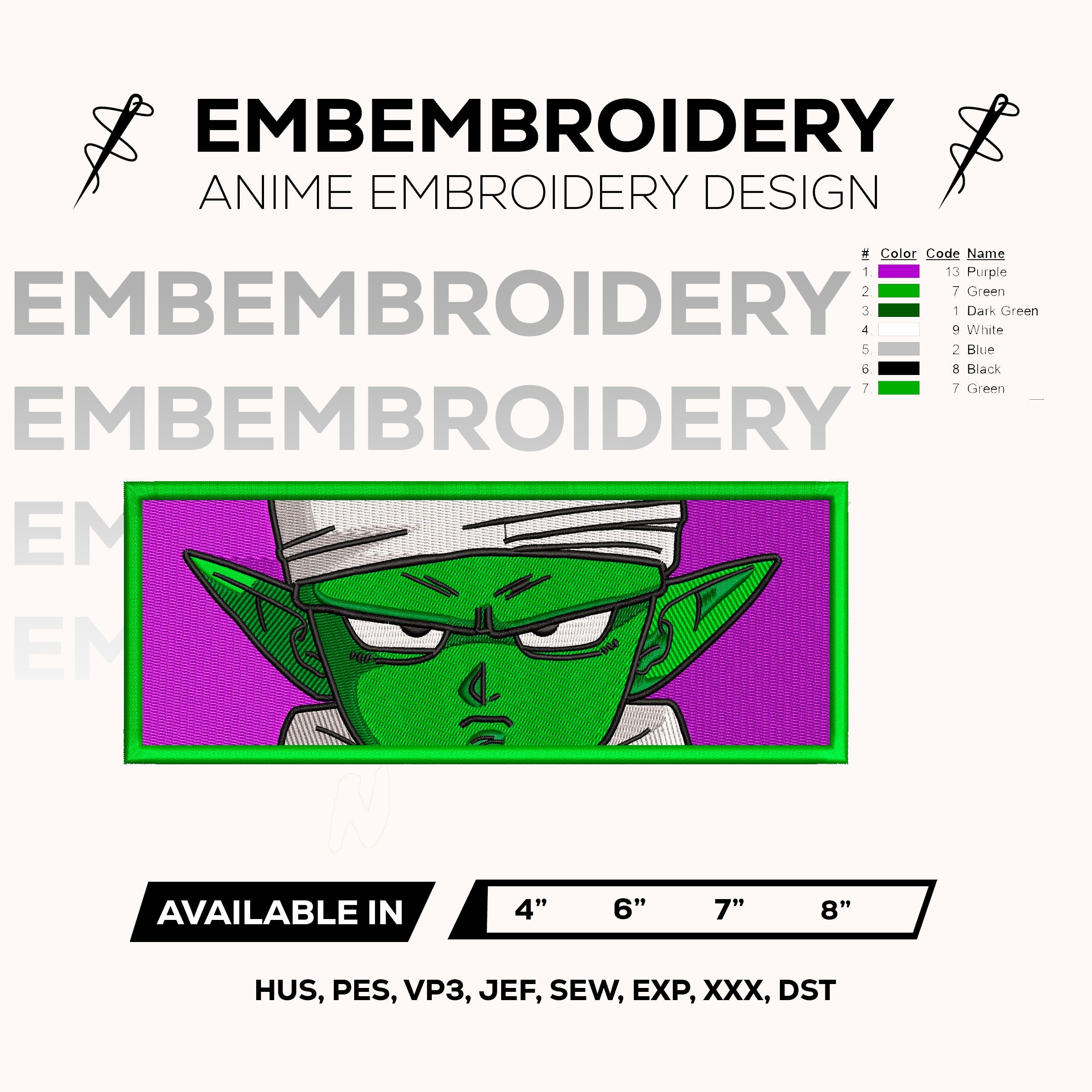 Piccolo Eyes Embroidery Design – Dragon Ball Z Anime Machine Embroidery File Instant Download – Namekian Face Eyes Embroidery Pattern File