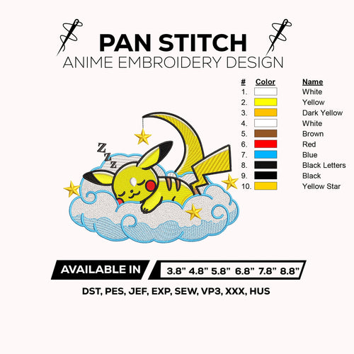 Pikachu Embroidery Design – pikachu Pokemon Anime Machine Embroidery Design – Digital Download