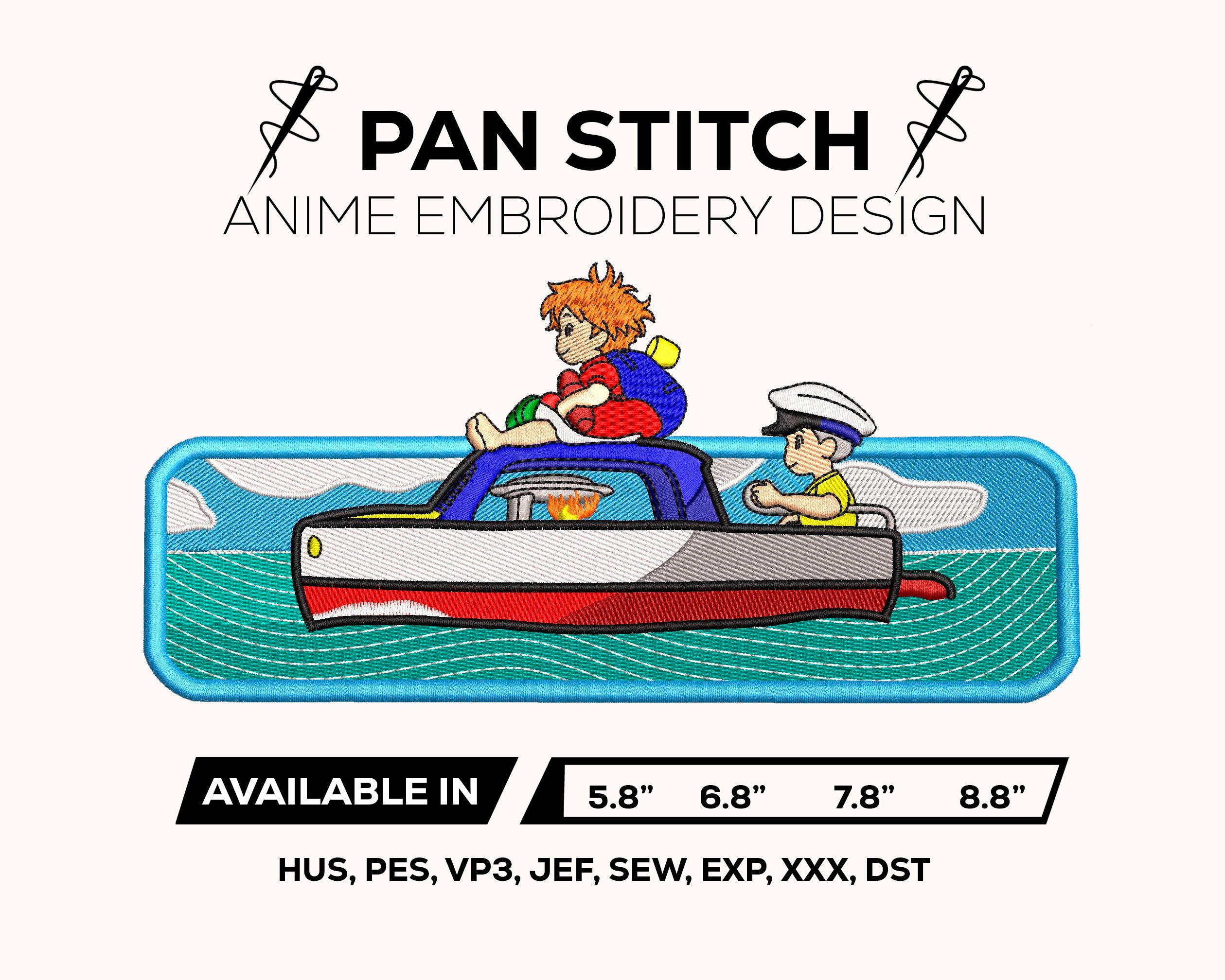 Ponyo and Sosuke Embroidery Design | Anime Machine Embroidery File | Instant Download