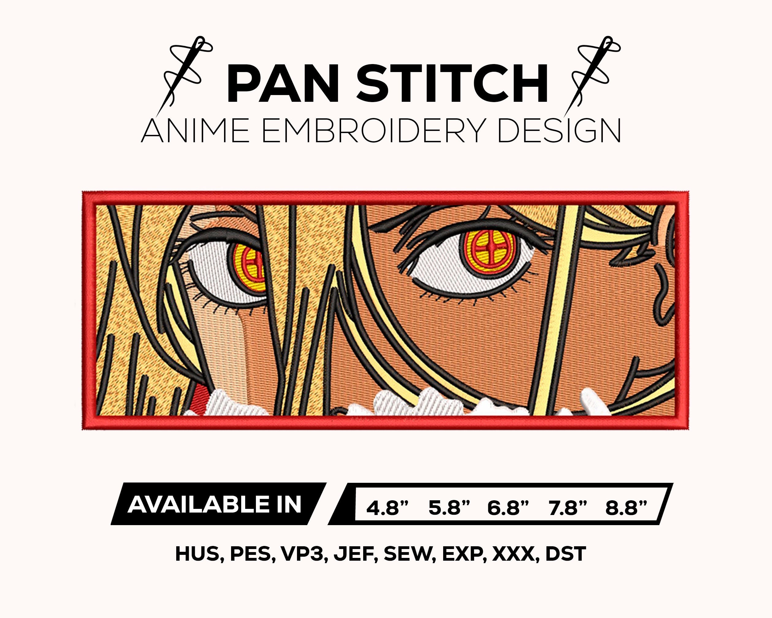 Power Demon Eyes Embroidery Design – Chainsaw Man Anime Machine Embroidery File Instant Download PES DST JEF EXP VP3 XXX HUS SEW