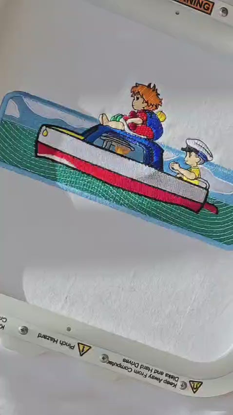 Ponyo and Sosuke Embroidery Design | Anime Machine Embroidery File | Instant Download