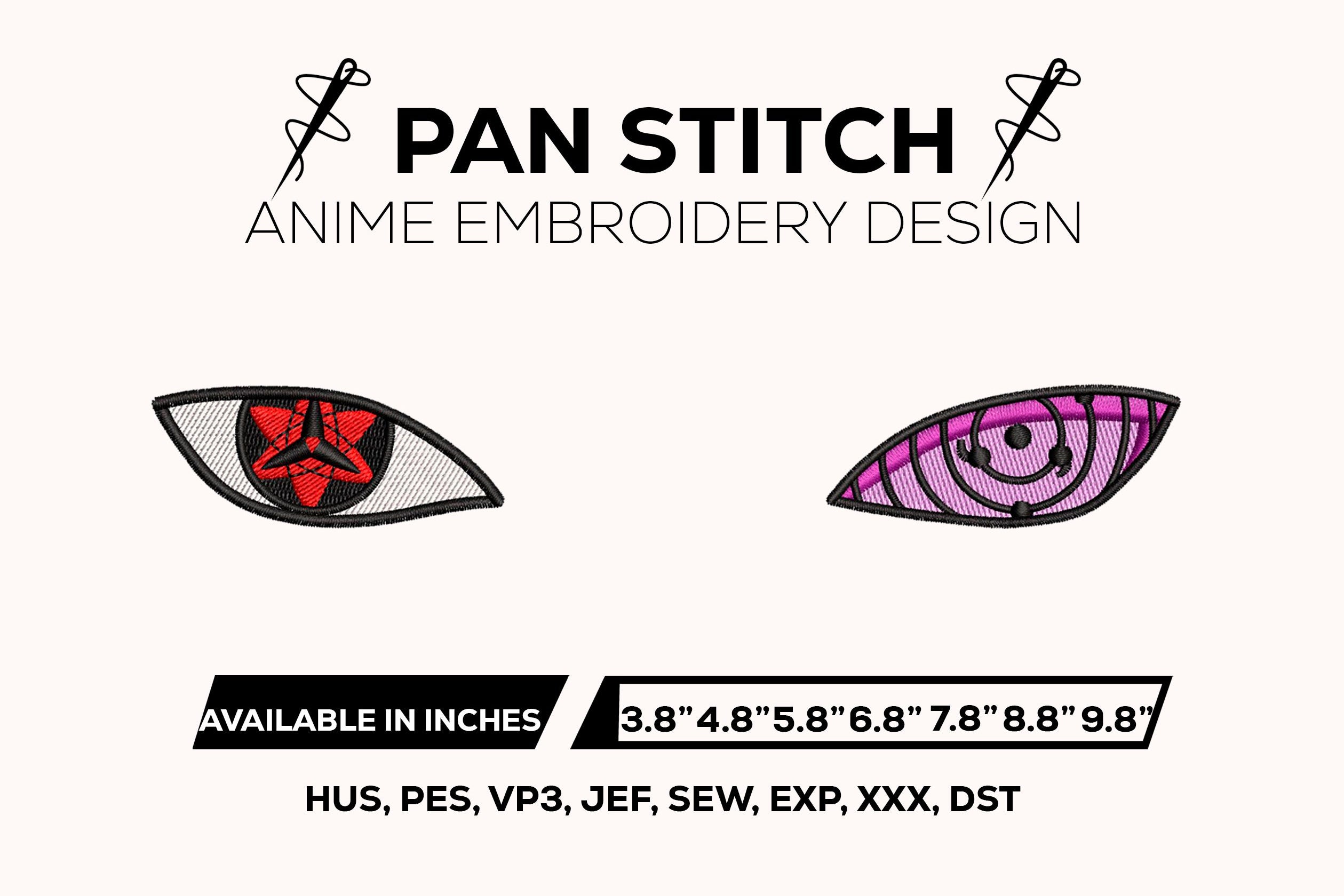 Sasuke Uchiha Rinnegan and Sharingan Eyes Embroidery Design – Naruto Shippuden Anime Machine Embroidery File Instant Download