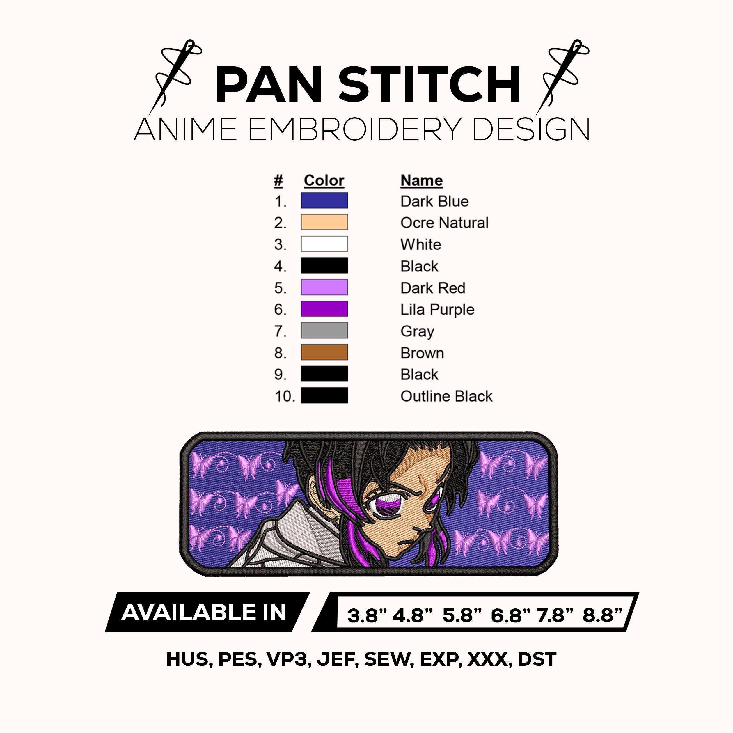 Shinobu Kocho Eyes Embroidery Design – Demon Slayer Kimetsu no Yaiba Anime Machine Embroidery File Instant Download
