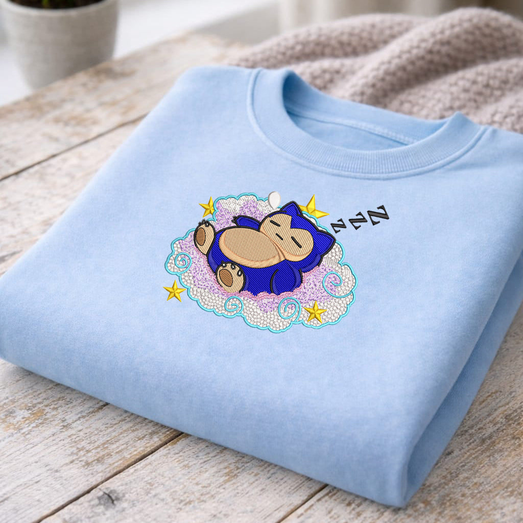 Snorlax Cloud Embroidery Design – Snorlax Pokemon Anime Machine Embroidery Design – Digital Download