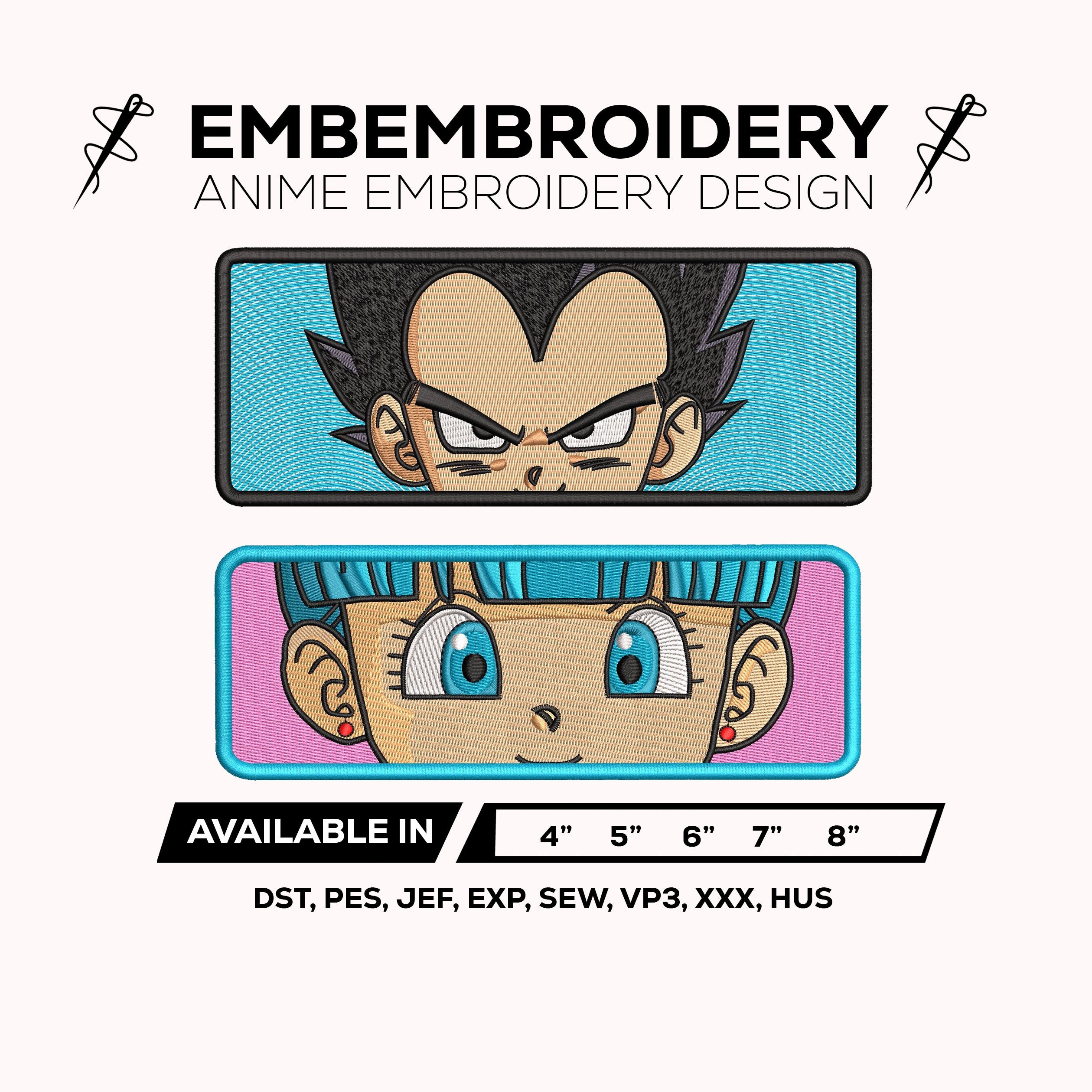 Vegeta & Bulma Face Eyes Embroidery Design Pack – Dragon Ball Z Anime Machine Embroidery Files Instant Download